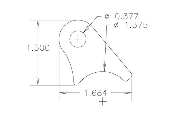 4130 1/8" THK, 3/8" HOLE, 3/4" HT, 1 3/8" TUBE RADIUS CHASSIS TAB - QTY 4